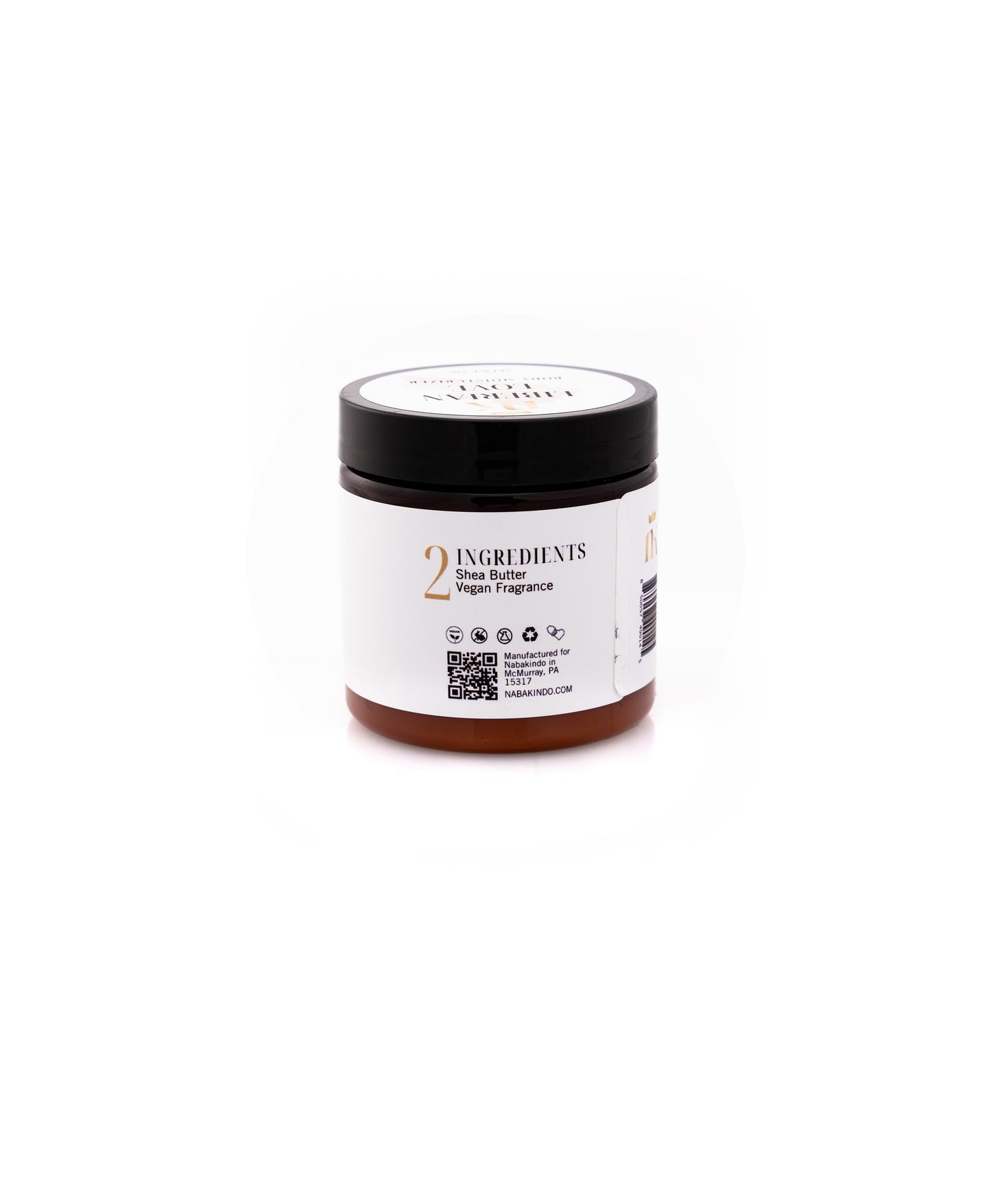 Product shot of moisturizer which includes ingredients listed on the packaging. Ingredients include: shea butter and vegan fragrance.