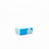 Vegan facial and body cleansing bar. It is light blue marbled with a brighter blue.